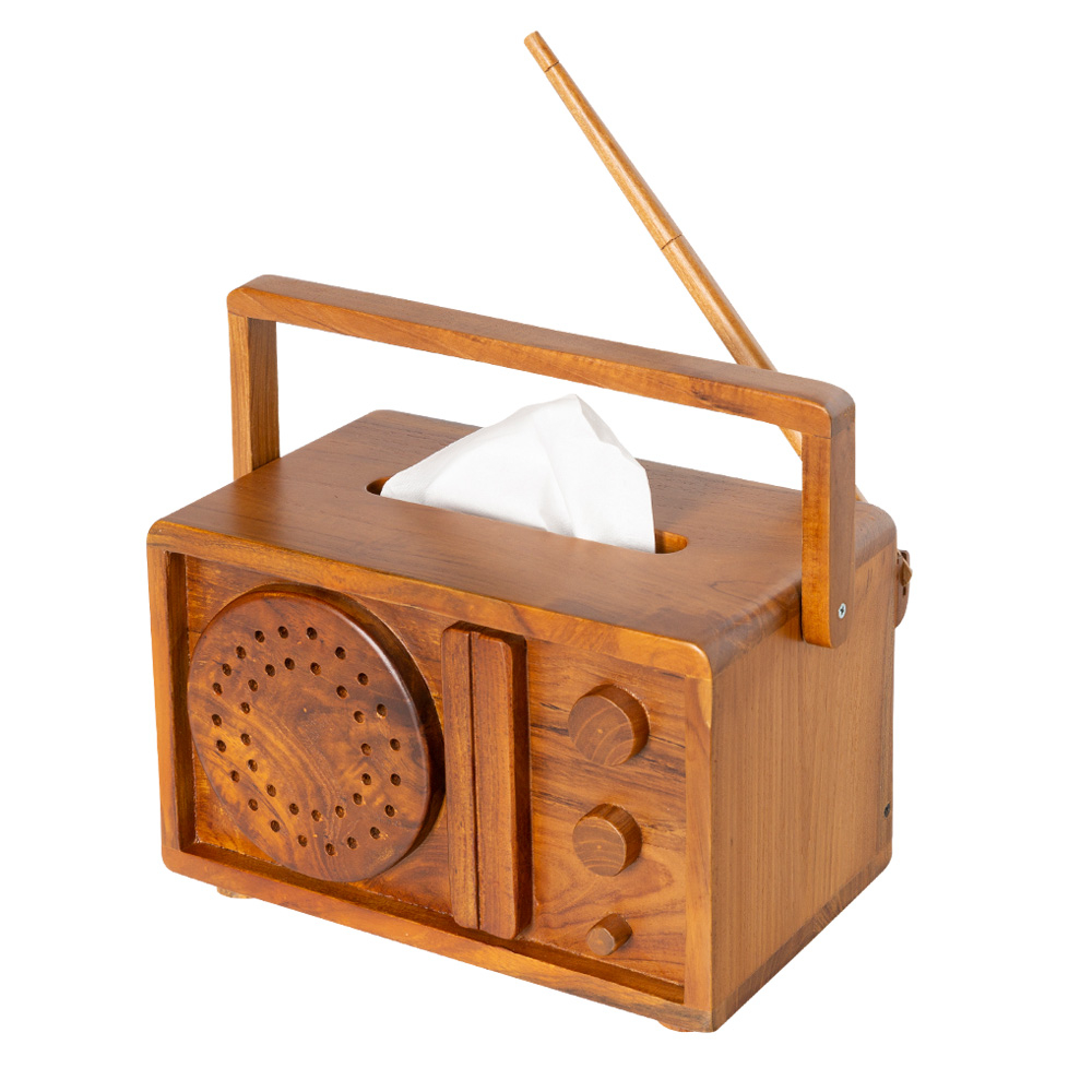 【H&amp;B】瑞迪歐造型衛生紙盒 柚木面紙盒 造型衛生紙盒 實木傢俱 柚木家具 復古風 實木擺飾《附發票》