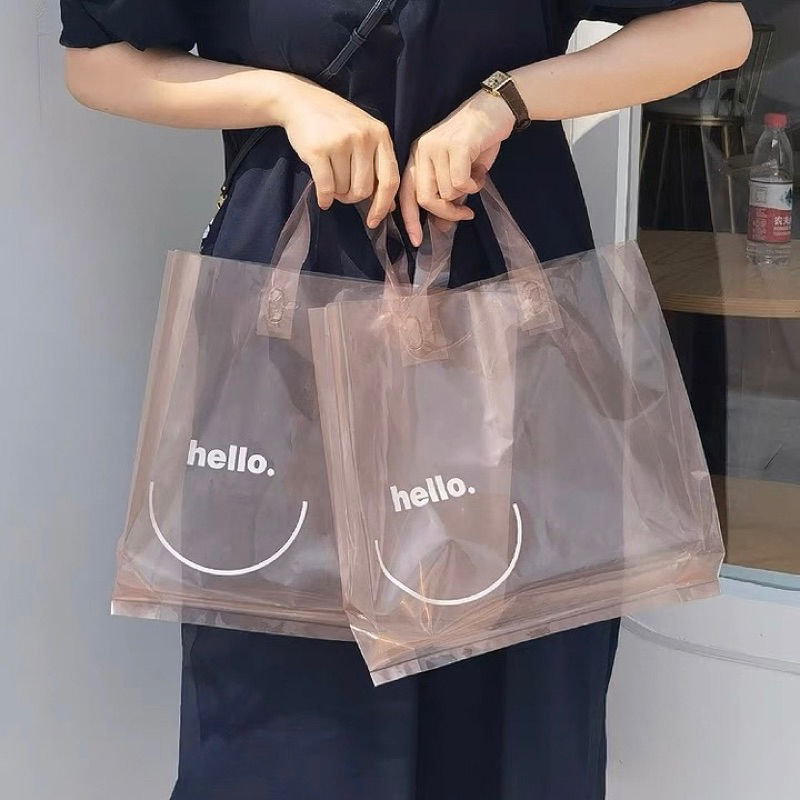 台灣現貨 24H出貨 【有發票】 塑膠手提袋 花束透明袋 梯形袋 鮮花袋 提袋 包裝袋 花束提袋 開窗提袋 袋子 禮品袋