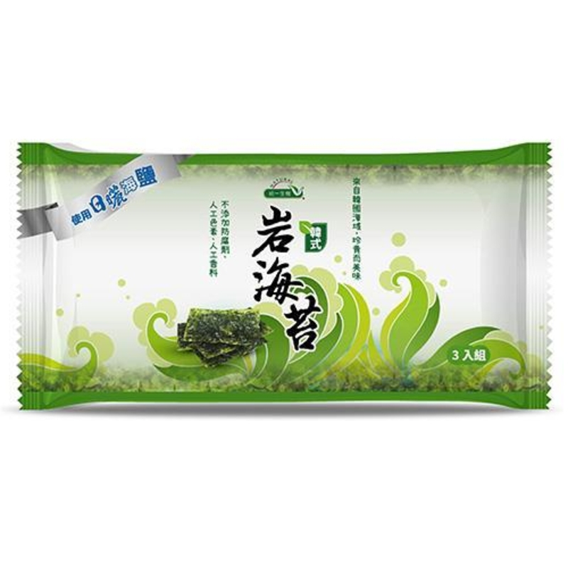 統一生機岩海苔原味 (4.8g*3包/袋) | 韓國海苔捲、紫菜零食，海苔絕佳搭配配飯【蜜蜂超市® BeeMart】