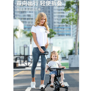 臺灣現貨新款遛娃神器PU靜音四輪車簡易輕便折疊帶娃出門神器寶寶遛狗遛貓遛寵物手推車嬰兒童車