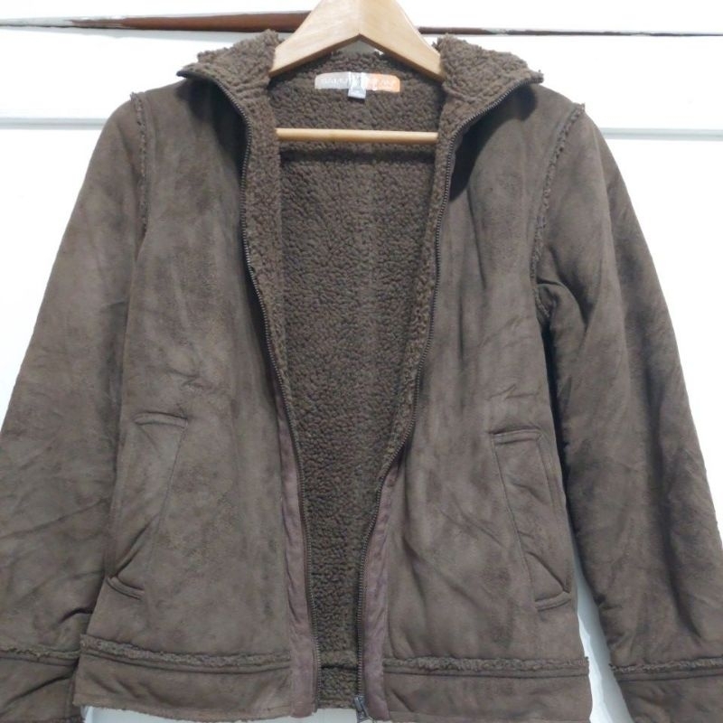 Samuel＆Kevin 棕色刷毛絨毛長袖外套