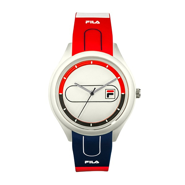 【FILA 斐樂】簡約線條LOGO時尚腕錶-經典紅藍/38-321-001/台灣總代理公司貨享兩年保固