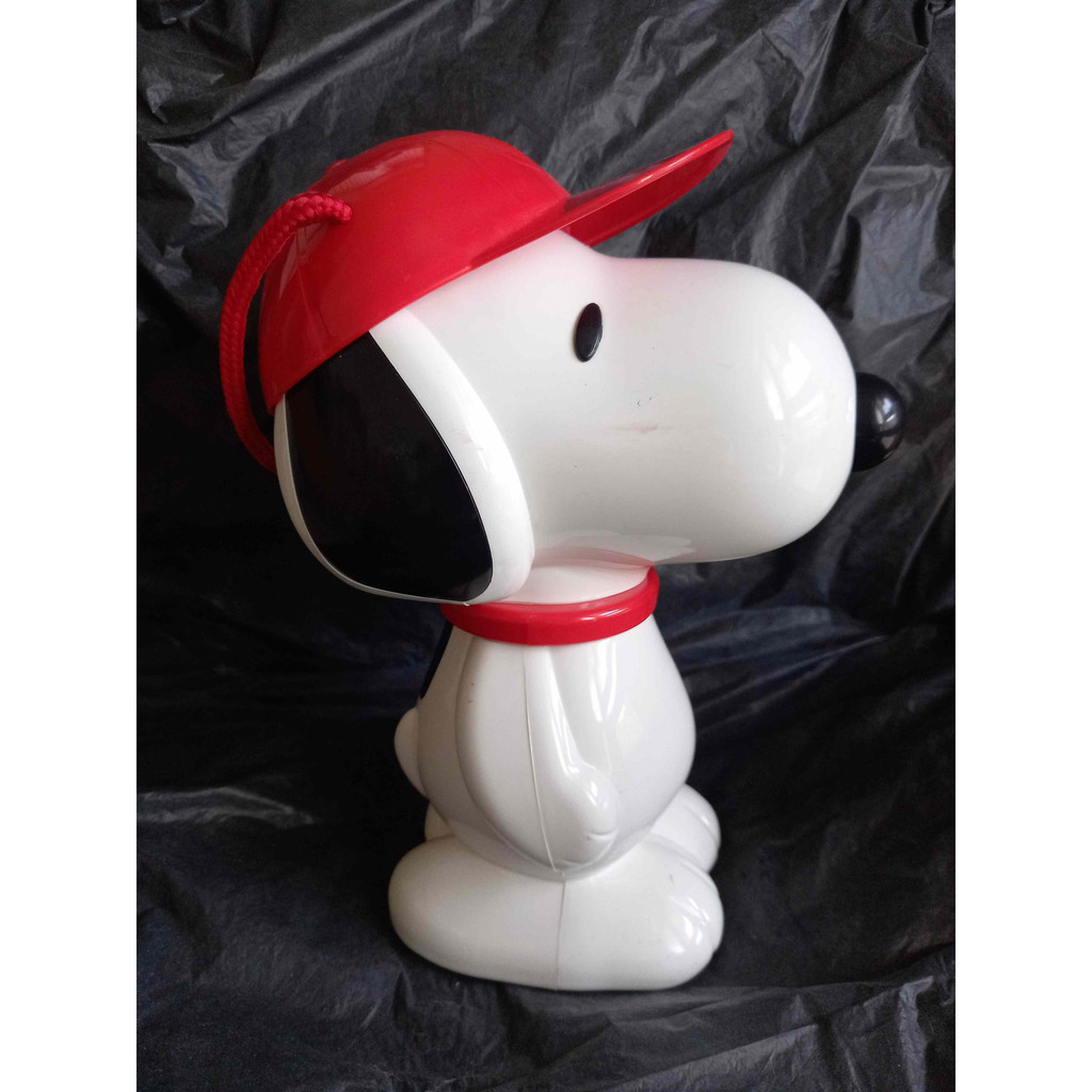 【正版】史努比Snoopy造型桶/存錢筒/收納桶/撲滿(二手品)附送2000年麥當勞太空人史努比50週年歡樂派對玩偶