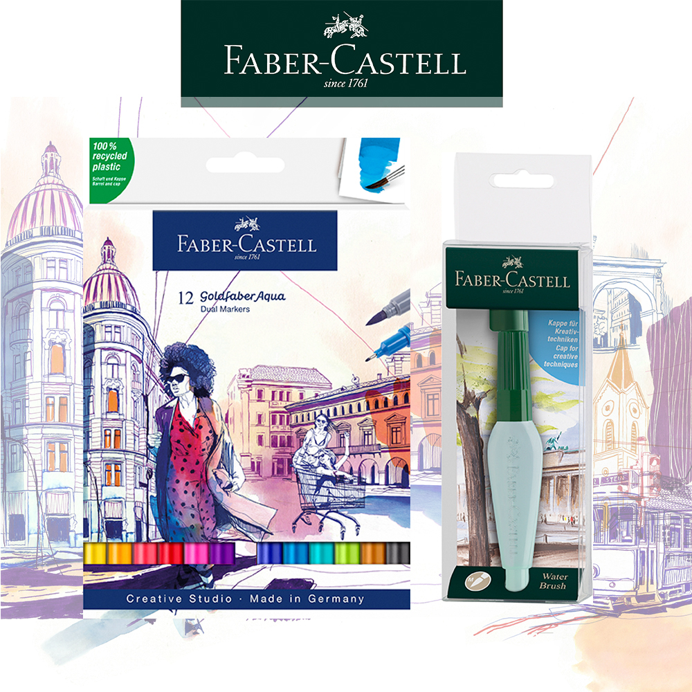【Faber-Castell】旅遊速繪套組/雙頭水染彩繪筆/毛刷筆/自來水筆/水筆 寫生 速寫 旅行手繪 台灣輝柏