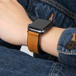 磁吸扣矽膠貼皮錶帶 適用 apple watch 蘋果錶帶 iwatch SE 1-9代通用 Ultra 瘋馬紋錶帶