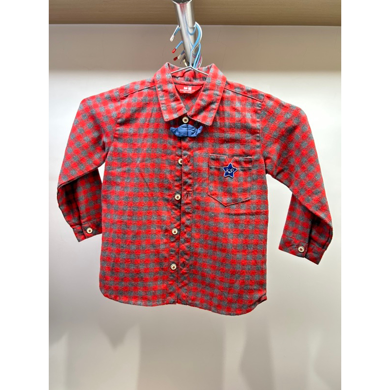KAKA &amp; POLLY 台灣品牌MIT帥氣紅色格紋襯衫（衣標110cm）-近全新