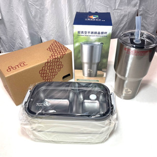 不鏽鋼分隔便當盒+ 超真空不銹鋼晶鑽杯超值組