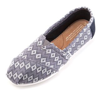 TOMS 女 灰色 幾何 菱格 針織 Classic Geo Knit 舒適 休閒鞋 帆布平底鞋 懶人鞋 圓頭 一腳蹬
