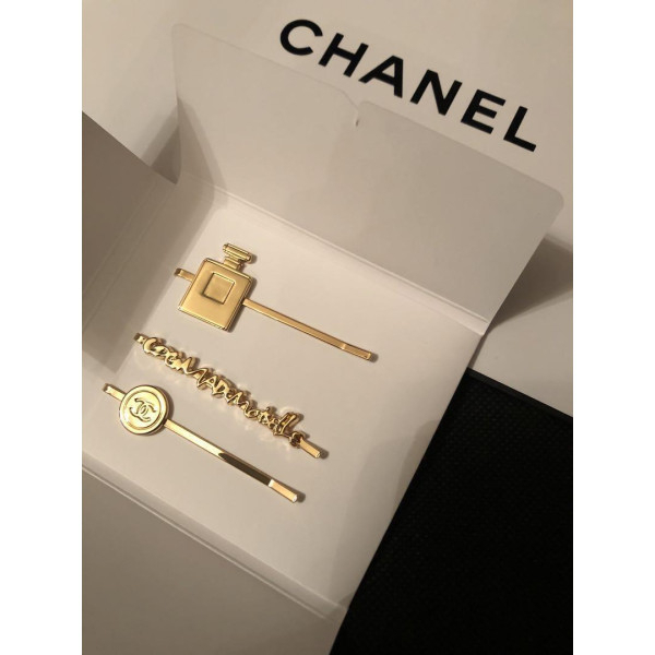 CHANEL香奈兒 彩妝專櫃贈品 金色髮夾三入組