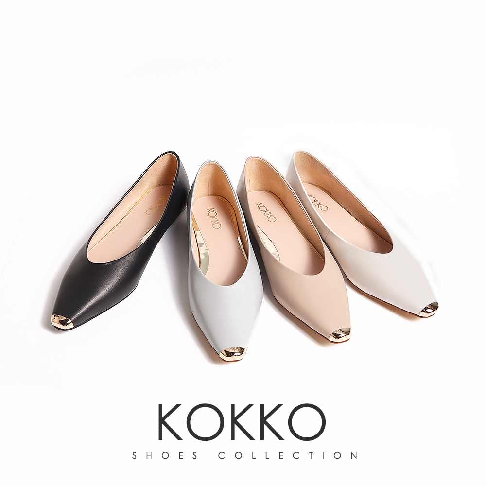 KOKKO簡約金屬點綴鞋頭柔軟綿羊皮包鞋