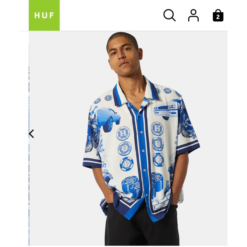 🇺🇸23 HUF X FREDDIE GIBBS FULL HOUSE RESORT SHIRT 滿版 短袖襯衫 青花瓷