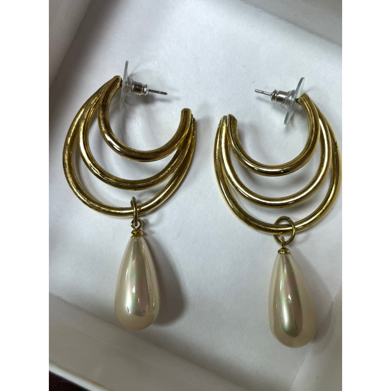 二手降價 Cordate 婚禮耳環 珍珠復古耳環 珍珠黃銅耳環 造型耳環