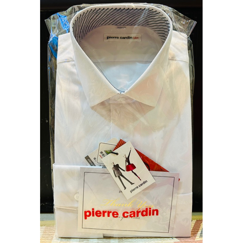 皮爾卡登 商務白色長袖襯衫 slim 16號