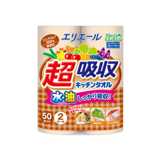 日本大王elleair 無漂白超吸收廚房紙巾-50抽x2捲