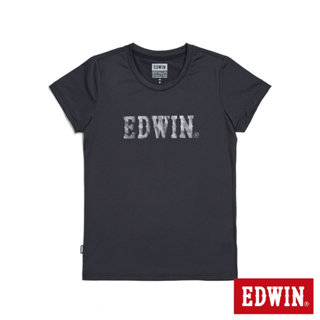 EDWIN 涼感系列 大LOGO圓領短袖T恤(黑色)-女款