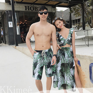 KK Imee╭＊ 印花沙裙【長裙+平口褲】【SG201】三件式泳衣泳裝連身比基尼 情侶裝 遊泳衣 BIKINI