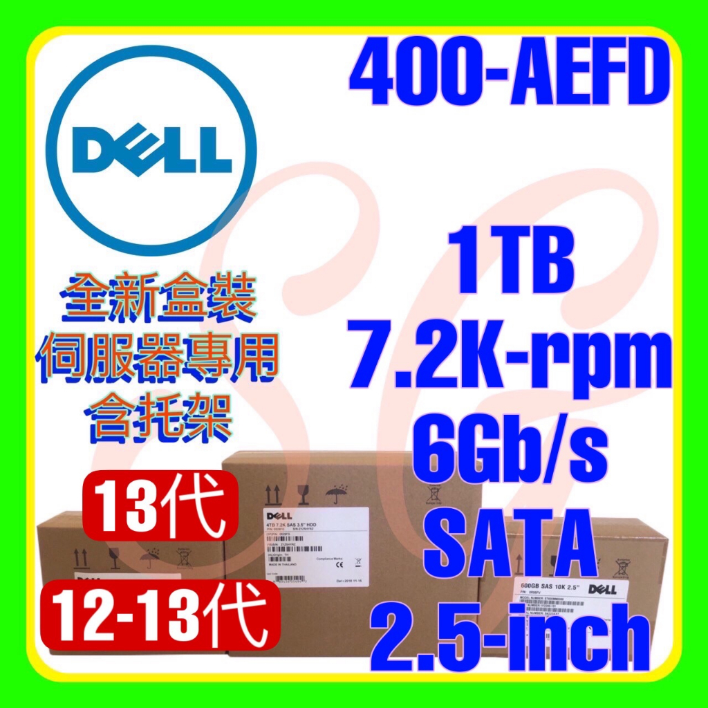 全新盒裝 Dell 400-AEFD 0W4NCV 12-13代 1TB 7.2K 6G SATA 2.5吋