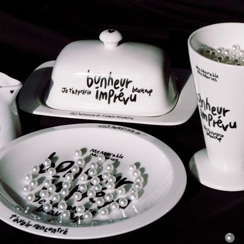 【預購】MMMM 韓國代購🍈Black Love 意象不到的幸福 陶瓷餐盤 水杯 附蓋奶油盤 奶油球