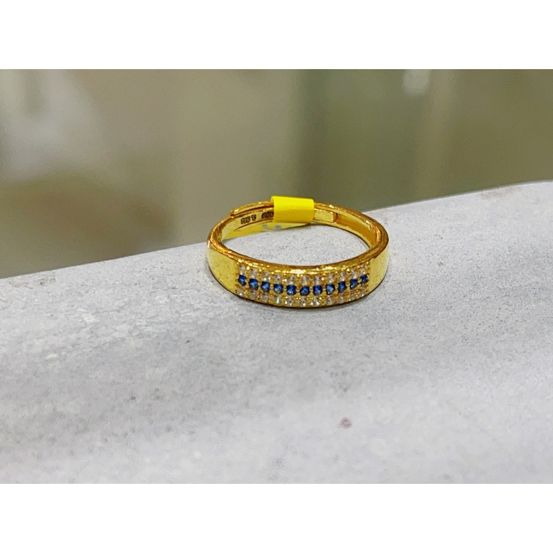 超閃亮 鋯石 藍水晶 黃金戒指 可調式 淡水順利銀樓 實體店面