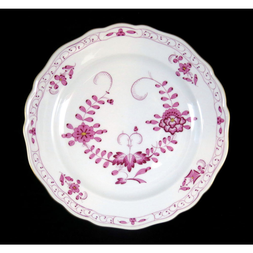 德國麥森Meissen 手繪紫印度之花瓷盤-A