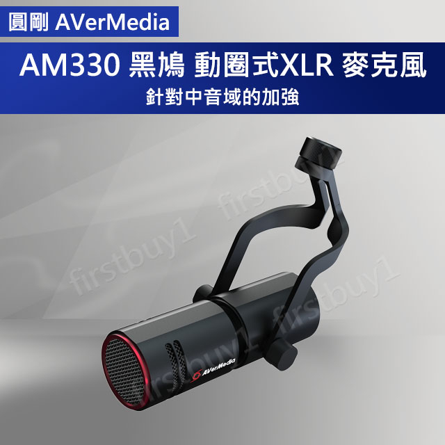 【優選】AVerMedia 圓剛 AM330 黑鳩 XLR動圈式 麥克風 內建防噴罩 含稅開發票
