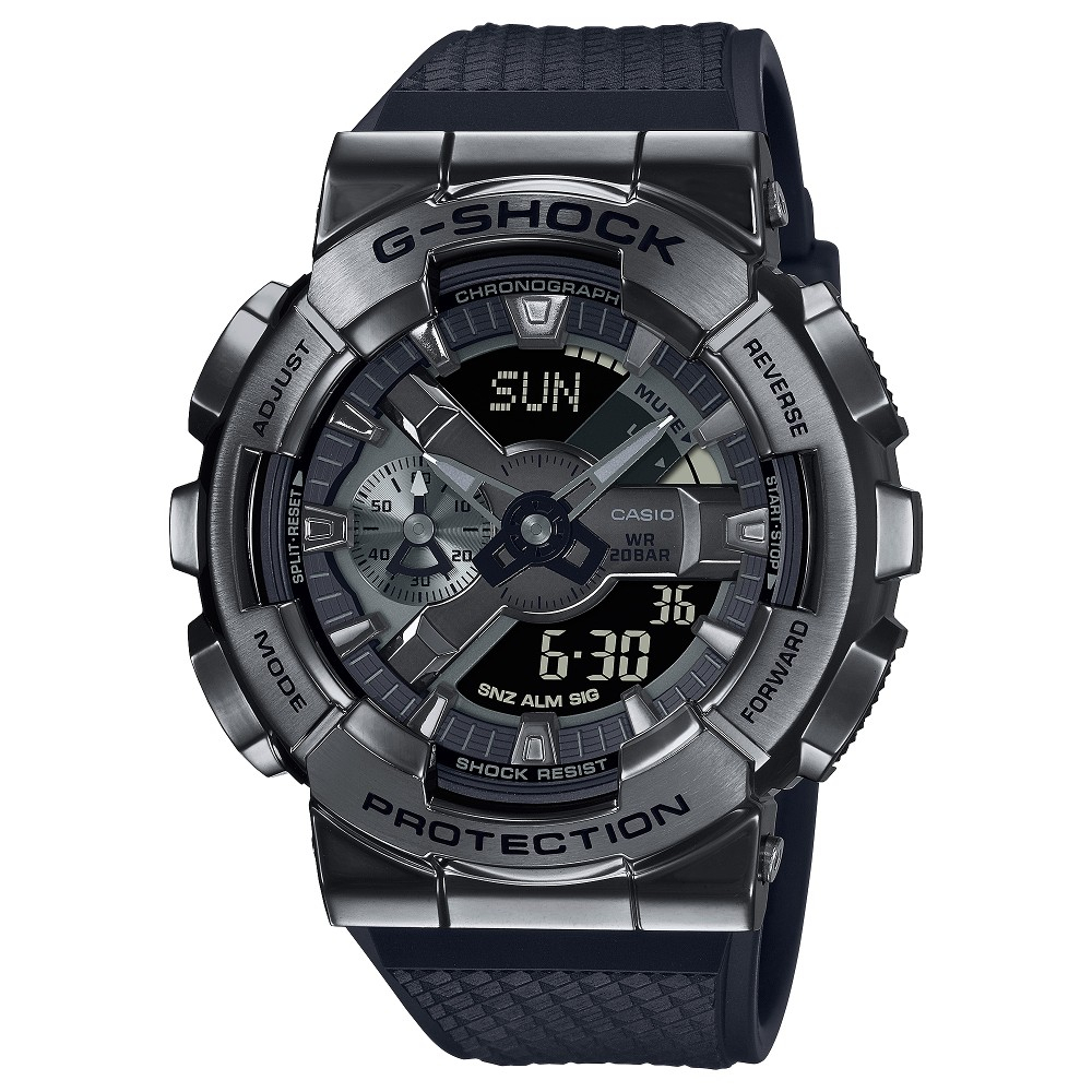 CASIO卡西歐 G-SHOCK酷炫黑色雙顯錶/GM-110BB-1A