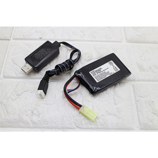 2館 7.4V USB 充電器 + 7.4V 鋰電池 方形( 鋰鐵生存遊戲
