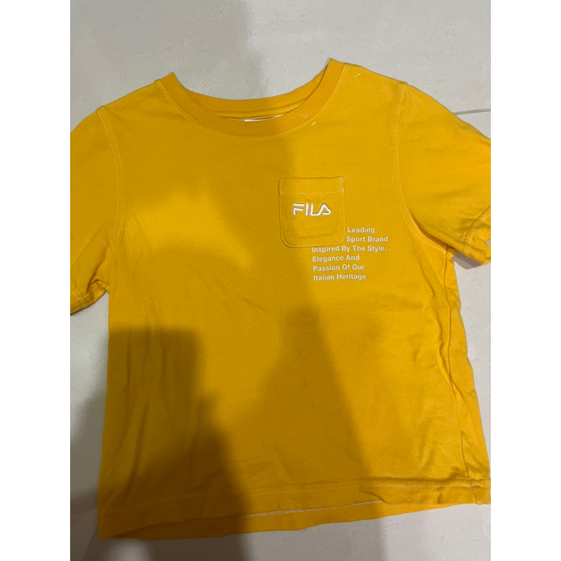 （二手現貨）正牌Fila 標準黃色短袖短版 小孩運動品牌上衣材質偏厚版 尺寸110