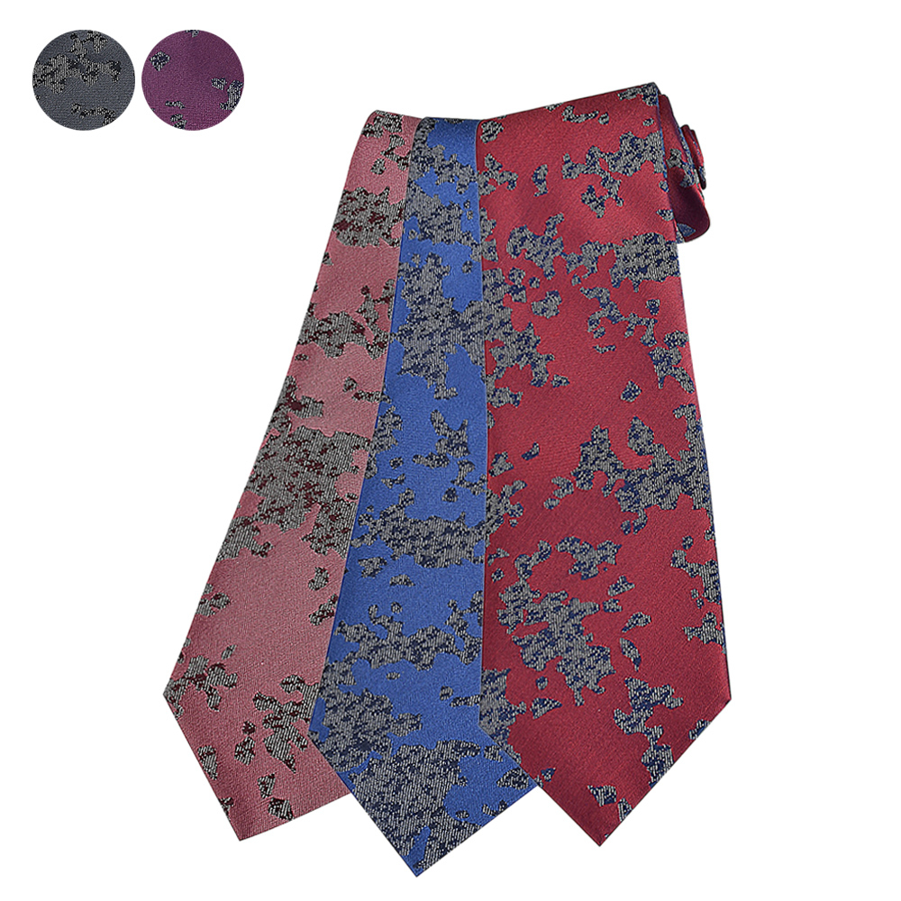 EMPORIO ARMANI 地形區塊花紋設計真絲領帶(寬版/多色)