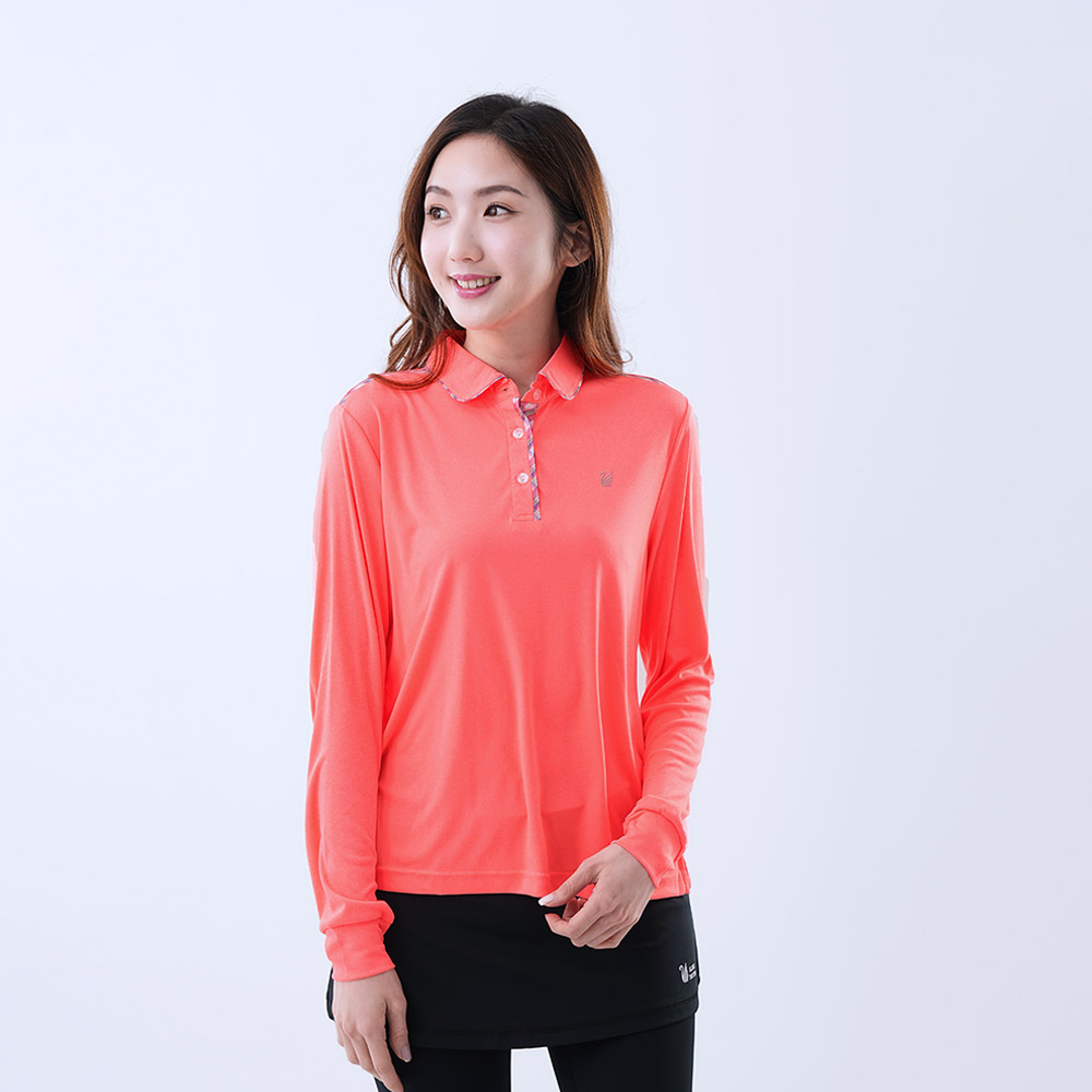 【遊遍天下】台灣現貨-女款抗UV吸濕排汗機能POLO長衫 GL1016 / 亮桔