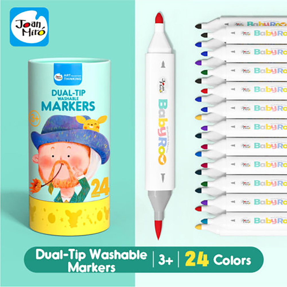 【JoanMiro 原創美玩 】兒童雙頭可水洗彩色筆(24色) JM80479 兒童美術 / 可水洗 / 顏色認知