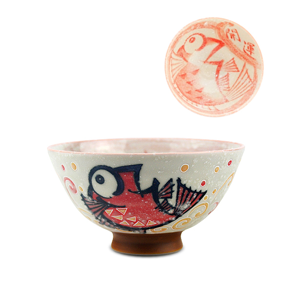 【堯峰陶瓷】日本美濃燒 紅色鯛魚大平碗|動物 鯛魚|情侶 親子碗|日式飯碗|日本製陶瓷碗|日本美濃燒飯碗