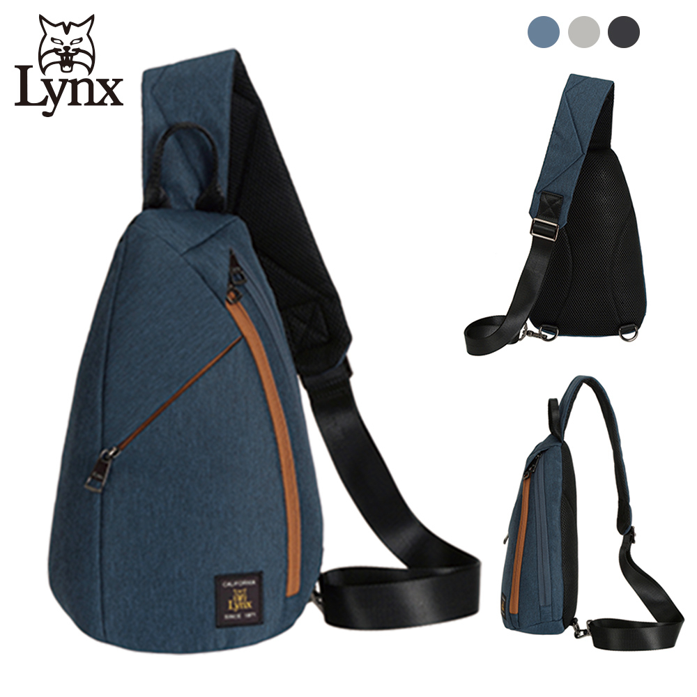 【Lynx】美國山貓防潑水尼龍布包單肩背包胸包-藍灰黑三色可選 運動休閒/多隔層機能收納 LY39-1151