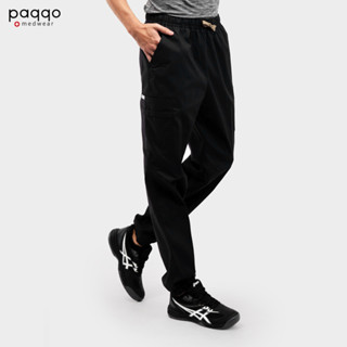 paqqo 男刷手褲｜彈性款抗皺束口褲-RA系列(曜石黑) 醫院工作服 醫護制服 手術服 醫美診所 護理師 護士