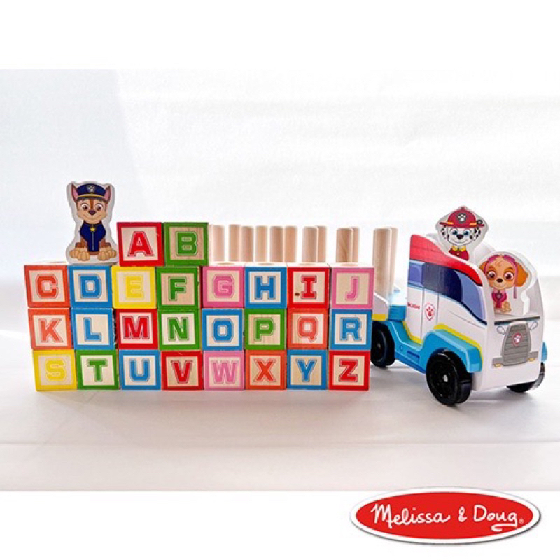 美國正版 Melissa &amp; Doug 瑪莉莎 汪汪隊 英文 益智 學習 積木 車車 教具 玩具 卡車 貨櫃車
