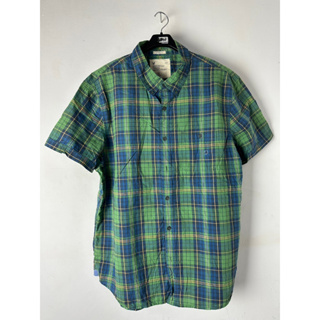 AMERICAN EAGLE 藍綠色 格紋 短袖 襯衫 B517051 Y