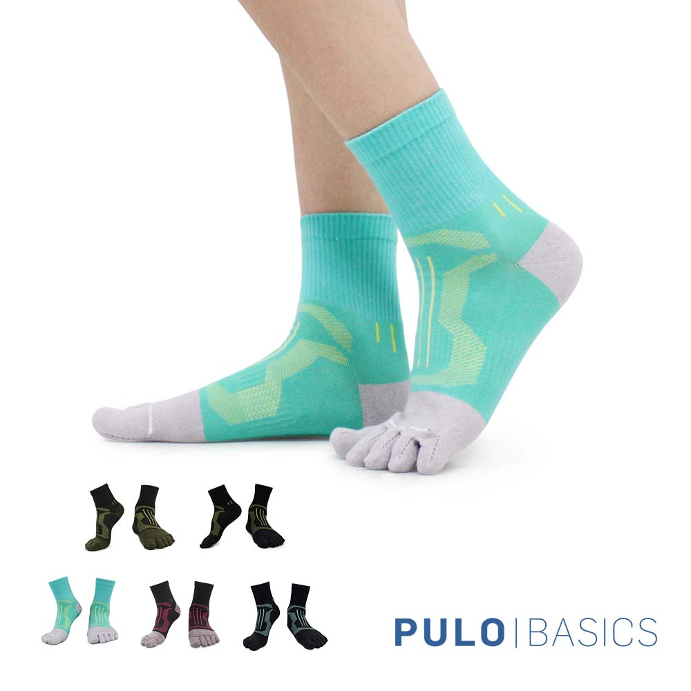 <買一送一>PULO-穿立淨撞色短筒五趾襪 | 除臭襪 | 一般厚度 | 五指襪 五指透氣通風 乾爽舒適