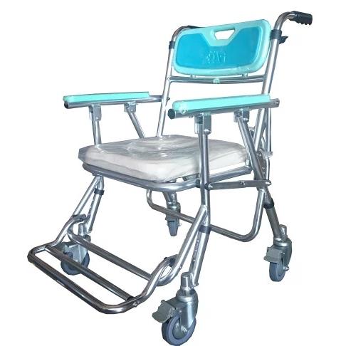 富士康有輪可收合鋁合金馬桶椅FZK-4542 有輪可摺疊便器椅 洗澡椅 有輪洗澡馬桶椅 鋁合金便盆椅 免運配送