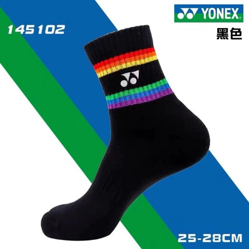 🏸YONEX yy  145102 彩虹羽毛球襪子 中筒加厚 半毛圈棉 毛巾底  羽球襪 彩虹襪 運動襪