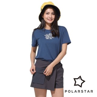 【PolarStar】女吸排休閒印花圓領衣 『深藍』P23804 戶外 登山 露營 休閒 時尚 上衣 吸濕 排汗