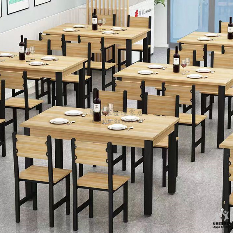 小吃店餐桌椅 快餐店桌椅 4人食堂餐館面館飯店餐椅組合 快餐桌長方形餐桌