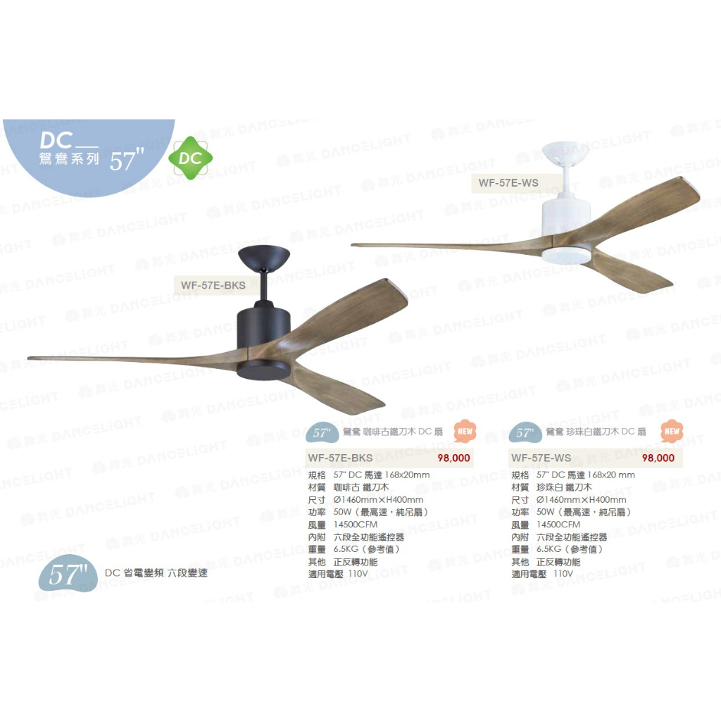 ღ勝利燈飾ღ 楓光 鴛鴦系列 57吋 北歐DC吊扇 8-10坪 咖啡古鐵/珍珠白鐵刀木/梧桐木_2023