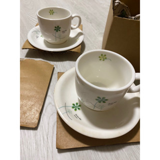 咖啡杯 茶杯 小茶杯 小馬克杯 馬克杯 幸運草 白色 陶瓷杯