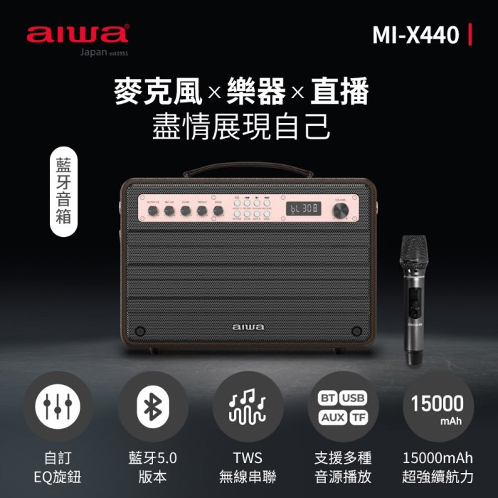 平廣 公司貨 日本 愛華 AIWA Enigma Beta 藍牙喇叭 藍芽喇叭 (附無線麥克風) MI-X440