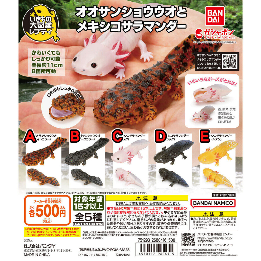 【玩轉地球】代理版 萬代 生物大圖鑑-日本大鯢與墨西哥鈍口螈 扭蛋 轉蛋 大山椒魚 六角恐龍