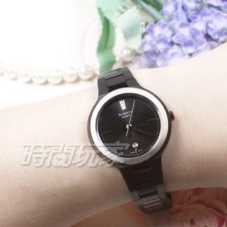 CASIO 卡西歐 SHEEN 簡約奢華 雙色光澤 SHE-4559BD-1A 日期顯示 女錶 黑色【時間玩家】