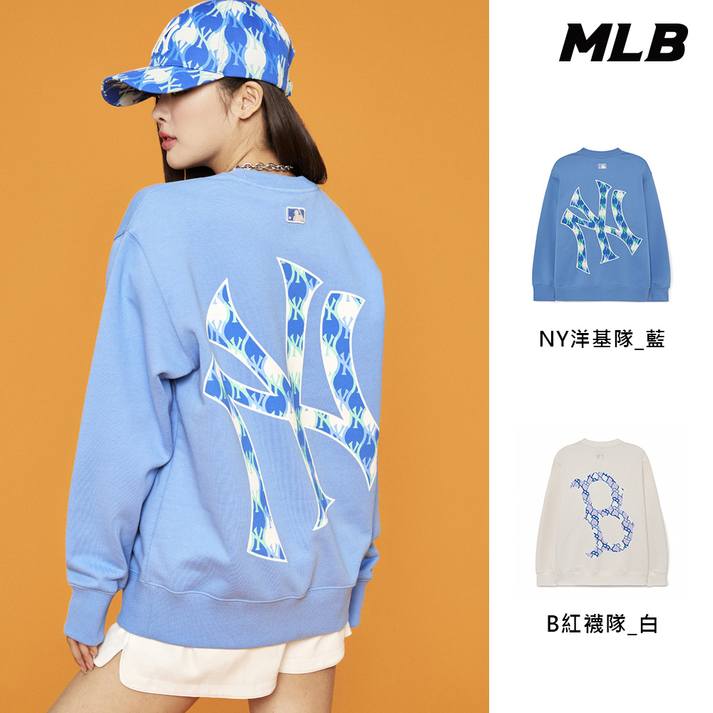 MLB 大Logo長袖大學T MONOGRAM系列 紅襪/洋基隊 (3AMTM0631-兩色任選)【官方旗艦店】