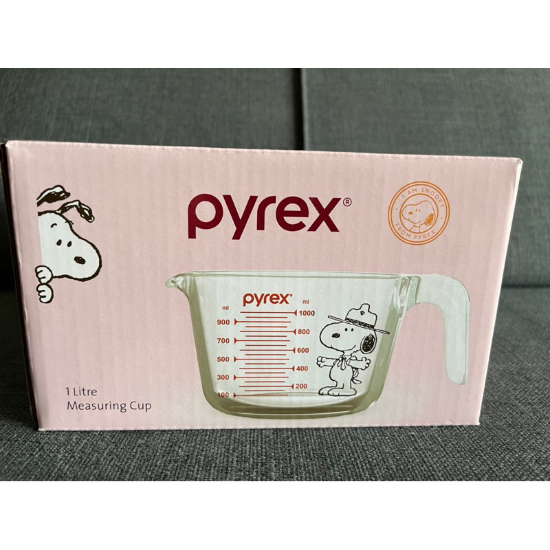 (全新）Pyrex x Peanuts 史努比 單耳玻璃量杯 1000ml