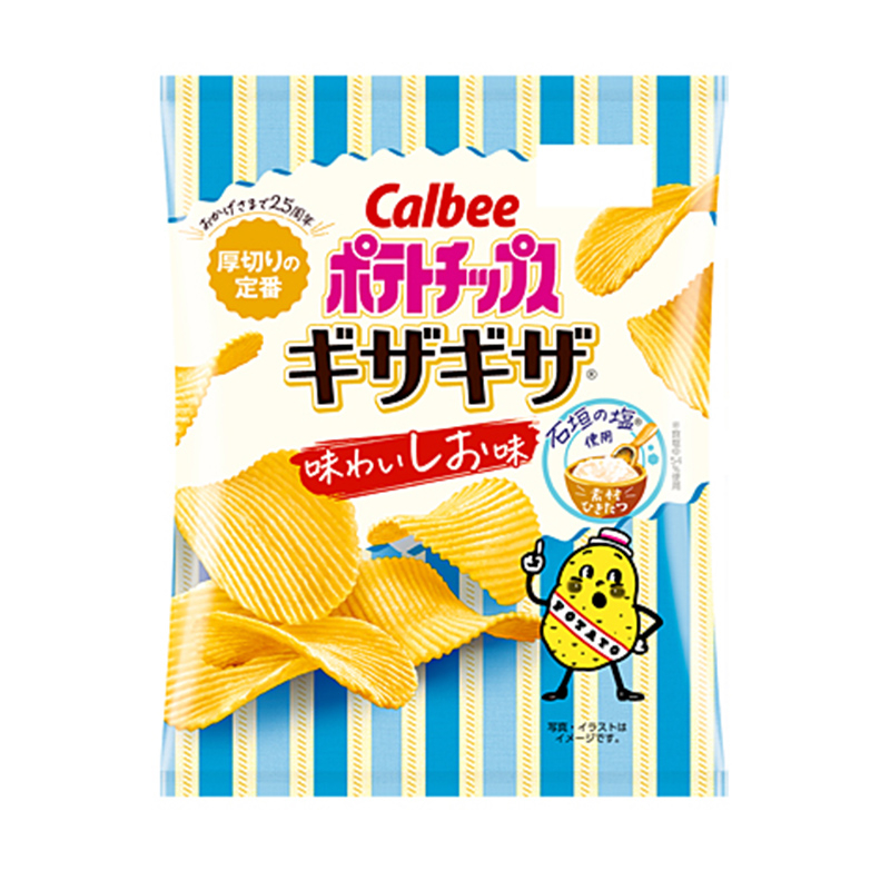 【Calbee】日本 25週年版 鋸齒狀石垣島鹽風味洋芋片 鹽味餅乾 馬鈴薯片-丹尼先生雜貨舖