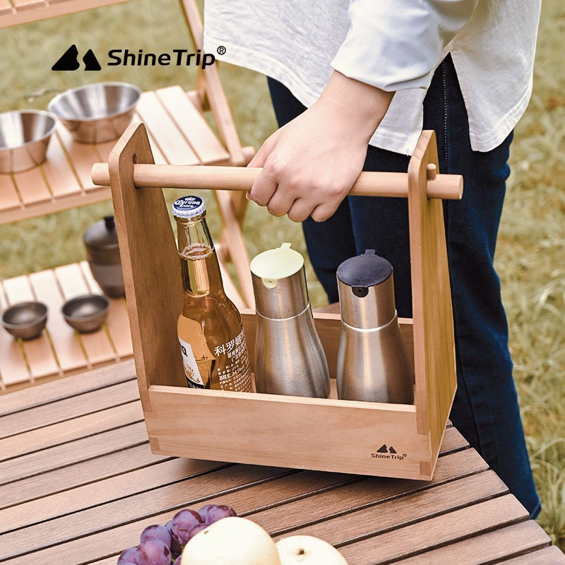 調味料收納箱 山趣 ShineTrip 實木手提籃 野餐收納盒 餐廳擺設 戶外 野餐 收納擺設 收納箱 戶外露營